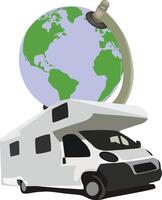 Abenteuer International Reise mit Wohnwagen Wohnmobil vektor