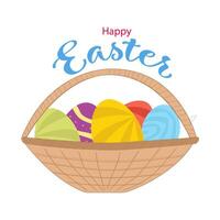Ostern, glücklich Ostern, Ostern Ei Korb. Ostern Ei, farbig Eier vektor