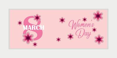 8 Marsch, Damen Tag Gruß Karte und glücklich Damen Tag Banner Design, Plakat, Karte, und Poster Design Vorlage mit Text Inschrift und Standard Farbe, International Damen Tag Feier, vektor