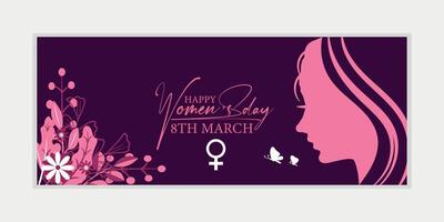 8 Mars, kvinnors dag hälsning kort och Lycklig kvinnors dag baner design, plakat, kort, och affisch design mall med text inskrift och standard Färg, internationell kvinnors dag firande, vektor