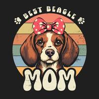 årgång beagle hund mam tshirt design vektor
