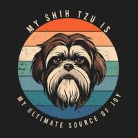 retro shih tzu Hund T-Shirt Design Vektor