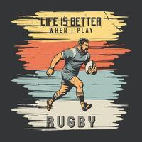 rugby spelare tshirt design vektor