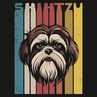 retro shih tzu Hund T-Shirt Design Vektor