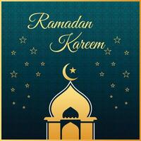 Abbildung der Moschee und des Mondes. nachts leuchten. Willkommen im Ramadan. vektor