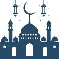 Moschee Silhouette Vektor. Moschee Gebäude Symbol zum Symbol eid Mubarak Feier. Ramadan Design Grafik im Muslim Kultur und Islam Religion vektor