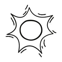 Gekritzel retro Hand gezeichnet Sonne. Vektor schwarz Linie Kritzeleien isoliert auf Weiß Hintergrund. Karikatur Kinder- Stil Mode drucken Kleider bekleidung Gruß Einladung Karte Startseite Flyer Poster Banner