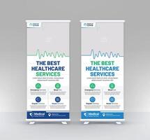 Fachmann rollen oben medizinisch Gesundheitswesen Stand Banner Vorlage vektor