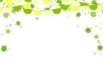 Banner mit Flagge, Kleeblatt und Konfetti glücklich st. Patrick's Tag, Einladung Urlaub Vektor Illustration