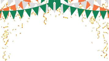firande med guld konfetti och triangel vimplar kedja för Semester, födelsedag, fest irland vektor
