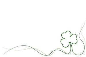 handritning linje med klöver översikt. Lycklig st. Patricks dag baner. grön linje isolerat på transparent bakgrund. vektor illustration.