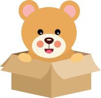 söt teddy Björn i kartong låda vektor