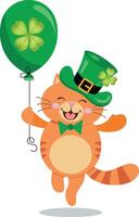 st Patrick's Tag Teddy Bär halten ein Grün Ballon mit Kleeblatt vektor