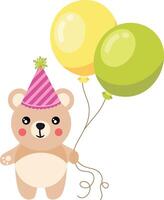 Lycklig födelsedag söt teddy Björn innehav ballonger vektor