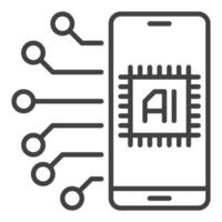 Handy, Mobiltelefon ai Cyber Technologie im Smartphone Vektor künstlich Intelligenz Gliederung Symbol oder Design Element