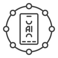 Kreis mit künstlich Intelligenz Smartphone Vektor ai Symbol oder Symbol im dünn Linie Stil