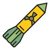 Rakete oder Rakete mit nuklear Bombe im Raum Vektor farbig Symbol oder Symbol