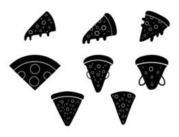 pizza ikon. fast och fylld version. aning symbol, logotyp illustration. silhuett vektor