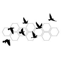 fliegende Vögel Silhouetten Muster Tapete. Vektorillustration. isoliertes Vogelfliegen. Tattoo Design. Vorlage für Karte, Paket und Hintergrundbild. vektor