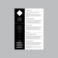CV återuppta mall eleganta mörk svart och vit design prov vektor
