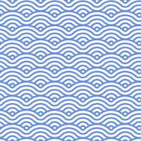 japanisch Welle geometrisch nahtlos Muster, Blau und Weiss, Kreis Fisch Rahmen Nachahmung, traditionell orientalisch Kunst vektor