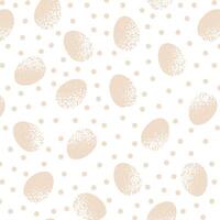 Ostern Ei und Punkte nahtlos Muster, einfach Beige einfarbig Palette, Hintergrund oder Hintergrund Vektor Illustration