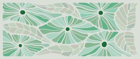 abstrakt botanisk konst grön bakgrund vektor. naturlig hand dragen mönster design med löv gren collage. enkel samtida stil illustrerade design för tyg, skriva ut, omslag, baner, tapet. vektor