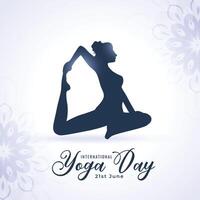 nett Frauen Silhouette Hintergrund zum 21 .. Welt Yoga Tag vektor