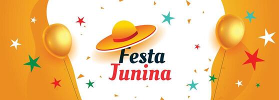 festa junina Veranstaltung Banner mit Luftballons und Sterne vektor