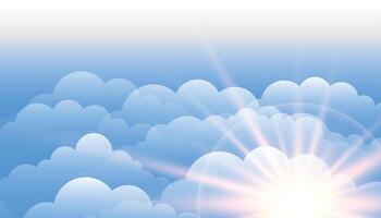 Sonne Linse Fackel mit Wolken auf Blau Himmel Hintergrund vektor