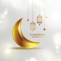 ramadan kareem eid festival gyllene måne lyckönskningar hälsning kort design vektor