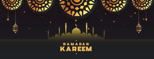 Arabisch Ramadan kareem golden dekorativ Banner mit Moschee Design vektor