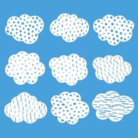 Gekritzel Stil süß Regen Muster Wolken Element im Pack vektor