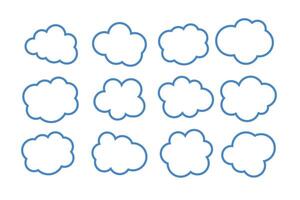 Linie Stil tagsüber Wolken Symbole im Sammlung vektor
