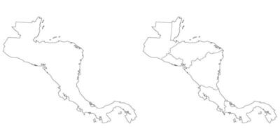 central Amerika Land Karta. Karta av central Amerika i uppsättning vit Färg vektor