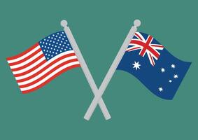 USA vs. Australien. Flagge von vereinigt Zustände von Amerika und Australien auf Fahnenstange vektor