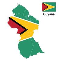 Karta av guyana med nationell flagga av guyana vektor