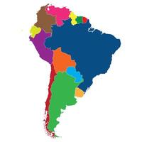 söder Amerika Land Karta. Karta av söder Amerika i Flerfärgad. vektor