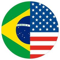 USA vs. Brasilien. Flagge von vereinigt Zustände von Amerika und Brasilien im runden Kreis. vektor