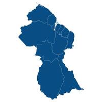 guyana Karta. Karta av guyana i administrativ provinser i blå Färg vektor