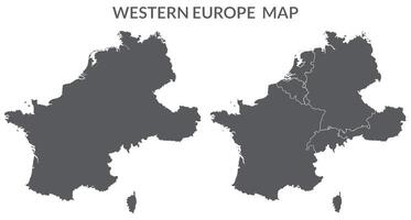 Western Europa Land Karte. Karte von Western Europa im einstellen grau Farbe vektor