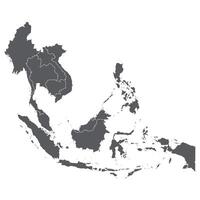 Süd-Ost Asien Land Karte. Karte von Süd-Ost Asien im grau Farbe. vektor