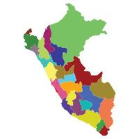 peru Karta. Karta av peru i administrativ provinser i Flerfärgad vektor