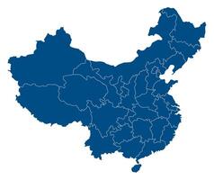Kina Karta. Karta av Kina i administrativ provinser i blå Färg vektor