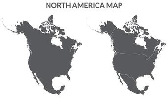 Norden Amerika Land Karte. Karte von Norden Amerika im einstellen grau Farbe vektor