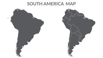 söder Amerika Land Karta. Karta av söder Amerika i uppsättning grå Färg vektor