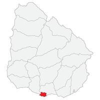 Karta av uruguay med huvudstad stad montevideo vektor