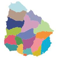 uruguay Karta. Karta av uruguay i administrativ provinser i Flerfärgad vektor