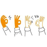 hand dragen klotter ok tecken gest illustration vektor