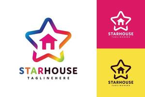 Zuhause Kombination Gradient Farbe Star Logo Design vektor